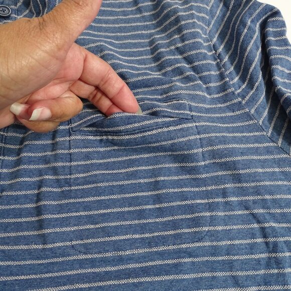 Johnnie-O Hangin Out Blue Striped Long Sleeve Henley Shirt Men Size XL Cotton - Picture 3 of 13